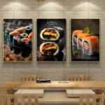 Japanese Cuisine Poster Salmon Sushi Cheese Spice Art Wall Painting Printing Canvas Painting Restaurant Background Kitchen Decor - Image 4
