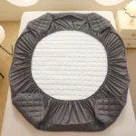WOSTAR Thicken quilted mattress protector cover solid embroidery luxury double bed elastic fitted sheet style bed protection pad - Image 2