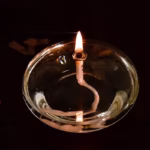 Handcrafted Flat Transparent Glass Candle Holder Oil Lamp，With a light core，Can be used as table candles，Christmas home decor at - Image 3