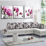 3 Panel Flowers and Butterflies Canvas Painting Spring Magnolia Purple Flower Home Wedding Decoration Art Picture No Frame - Image 4