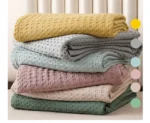 Summer Waffle Plaid Cotton Bed Blanket Throw Thin Quilt Knitted Bedspread Home Hotel Coverlets Green Pink Throw Blankets - Image 6