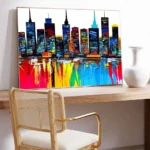 Abstract Bustling City Building Landscape Posters Colorful Watercolor Graffiti Water Surface Ship Art Canvas Painting Home Decor - Image 5