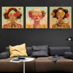 Modern Art Surrealism Abstract Aesthetic Flowers Sunglasses Girl Canvas Painting Fantasy Mysterious Figure Posters Home Decor - Image 2