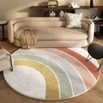 Cream Style Bedroom Decor Round Carpet Fluffy Soft Lounge Rug Modern Simple Carpets for Living Room Washable Plush Cloakroom Mat - Image 3