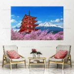 Japan Fuji Mouontain Landscape HD Pictures Canvas Painting Wall Art Pink Cherry Blossoms in Bloom Posters for Room Wall Decor - Image 3