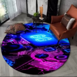 Game Controller Round Area Rug Cartoon Gamer Circle Carpet Rug for Living Room Children's Bedroom Sofa Decor Non-slip Floor Mat - Image 4