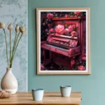 Modern Music Elements Pink Flowers And Acoustic Guitar Aesthetic Poster Print Microphone Vinyl Record Canvas Painting Home Decor - Image 5