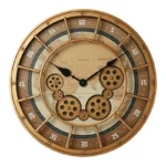 46cm Wall Clock with Moving Gears Oversized Large Industrial Steampunk Wall Clock Antique Gold Metal Roman Numeral Wall Clocks - Image 6