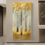 Abstract Golden Rich Tree Poster Canvas Painting Gold Flower Wall Art Pictures for Living Room Cuadros Home Decor No Frame