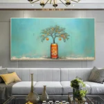 Orange Tree In Soda Can On Cyan Background Art Posters Prints Wildflower Plant In Desert Canvas Painting Modern Minimalist Decor - Image 5