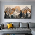 Abstract Mountain Scenery Deco Painting Classic Modern Landscape Posters and Prints for Living Room Wall Decor, No Frame