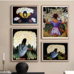 Mexican Traditional Belief Virgin Mary Calla Lily Female Image Art Posters Abstract Retro Figure Oil Painting Living Room Decor - Image 4