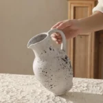 Charming 20.9 CM Handmade Ceramic Vase with Elegant Handle - Image 2