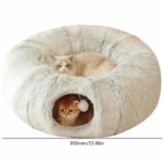 Winter Warm Cat House Round Foldable Pet Sleeping Bed Deep Sleeping Cat Tunnel Bed Cat Tube Long Plush for Cats and Small Dogs - Image 5