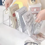 Convenient Clear Acrylic Bookends with Handle Desk Organizer Divided Book Stand Desktop Sorting Rack Study Supplies - Image 5