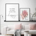 Blush Pink Feather Canvas Painting Inspirational Quote Posters and Prints Love Sign Wall Art Picture for Girls Room Home Decor - Image 2