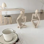 Nordic Living Room Decoration Sand Color The Thinker Abstract Sculpture Yoga Pose Figurine Home Desk Ornament - Image 2