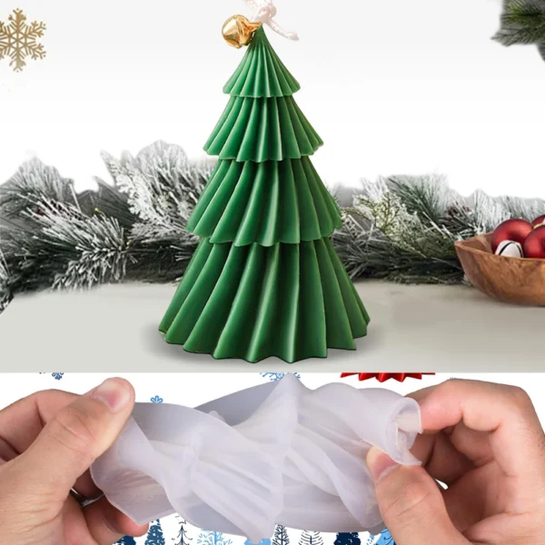 Pack of 2 Realistic 3D Christmas Tree Candle Moulds for DIY Scented Candles and Holiday Craft Projects