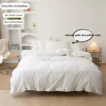 3pcs 100% cotton bedding set Double Duvet Cover Set 220x240 Solid Twist Cotton King Size Bedding Set Quilt Cover Set - Image 2