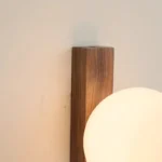 Walnut Wood Milk white Glass Sphere, Wabi-sabi Modern style, Wall light Sconces for Bedroom, Living, Aisle balcony, Bedside - Image 5