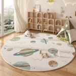Charming Cartoon Rugs: Fluffy Washable Kids' Round Mat - Image 4