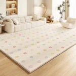 Cozy Cream Plush Rug for Kids - Soft Fluffy Area Mat