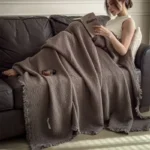 Class A knitted fringed pure cotton six-layer gauze blanket 100 cotton shawl blanket retro sofa nap blanket - Image 2