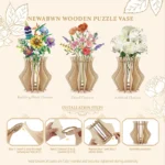 3D Wooden Puzzle Flower Vase Flower Vase Building Set Seamless Fit DIY Wood Craft Hobbies Kit For Coffee Shop Bedroom Decoration - Image 6