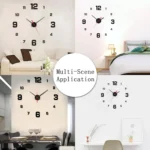 3D Creative Frameless DIY Wall Hanging Clock Wall Stickers Home Mute Digital Clock Living Room Office Wall Decoration - Image 4