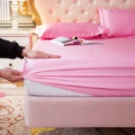 Luxury pure Satin Queen Bed Sheet Set High End Silky Home Bed Sheets Pillow Cover Single Double Fitted Sheet with Elastic Band - Image 6