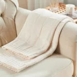Cozy Bohemian Waffle Knit Blanket - Soft Green Shawl for Comfort - Image 5