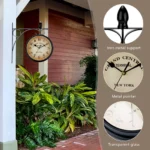 Double Sided Train Station Waterproof Wall Clock For Garden Retro Wrought Iron Metal Wall Clock Silent Indoor Outdoor Decoration - Image 4