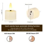 FPOO Led Candles With Rechargeable Artificial Led Electric Candle Timer Remote Flickering Flames Light For Holiday Home Decor - Image 4