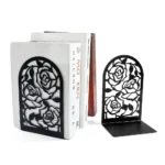 2Pcs Style Rose Book Ends for Book Lovers Bookend for Heavy Books Home Book rack Holder Office Desktop Gift for Women Men - Image 2