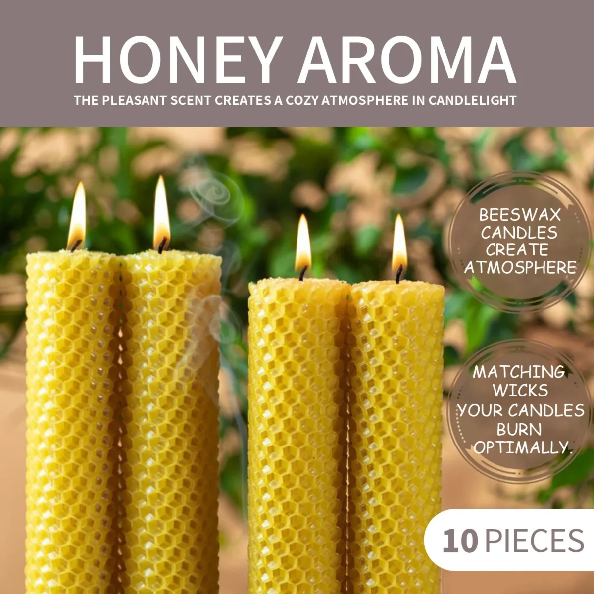 10pcs Natural Beeswax Candles Handmade No Fragrance No Additives Luxury High-End Candles For Candlelight Dinner Wedding Ceremony - Image 1