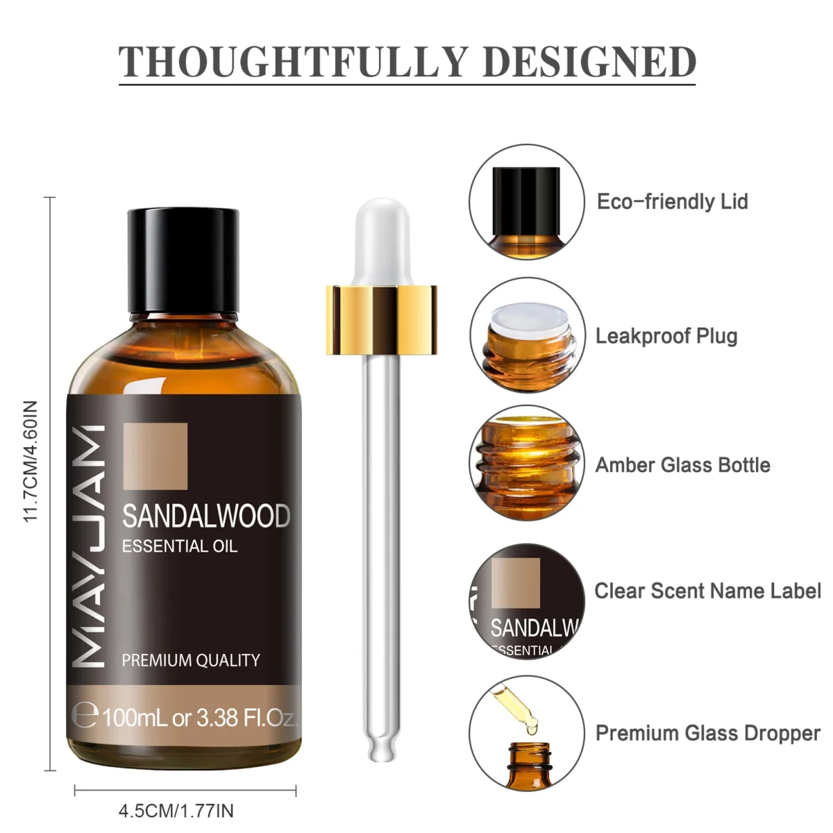 MAYJAM 1PCS 100ML Essential Oil with Dropper Sandalwood Lavender Eucalyptus Vanilla Aroma Oil For Humidifier Scent Candle Burner - Image 6
