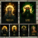 Norse Mythology Twelve Main Gods Canvas Prints Nordic Goddess Freyja Thor Odin Wall Art Posters Painting Living Room Home Decor