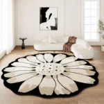 French Retro Living Room Decoration Carpet Irregular Flower Shape Floor Mat Light Luxury Rugs for Bedroom Washable Non-slip Rug - Image 2