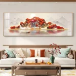 Abstract Red Mountain Lake Canvas Painting Wall Art Luxury Landscape Posters and Prints for Living Room Wall Decor Unframed - Image 4