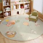 Cartoon Style Bedroom Decor lion pattern Carpet Cute Round Carpets for Living Room Thick Plush bedside Rug Fluffy Soft Floor Mat - Image 4
