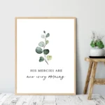 Lamentations 3:23 Bible Verse Watercolor Flowers Canvas Painting Scripture Quotes Posters Wall Art Pictures Bedroom Home Decor - Image 4