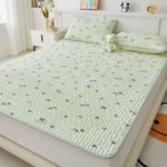 New Printed Natural Latex Filling Summer Mat for Bed Cooling Feeling Silk Thicken Bed Pad and Pillowcase Ice Silk Bed Sheet Set - Image 2