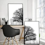 Scandinavian Black and White Tree Branch Print Hunting Posters Deer Antlers Wall Art Woodland Tree Canvas Painting Home Decor - Image 4