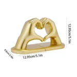 Golden Decorative Bookends for Shelves Heart Hands Book Ends Sculpture Aesthetic Decor for Bedroom Living Room Apartment Bookshe - Image 6
