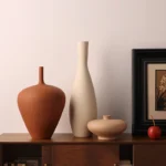 OasinNordic Retro Ceramic Vase Cabinet Living Room Decoration Flower Arrangement Pampas Grass Zen Tabletop Centerpiece Table