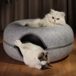 Cat Tunnel Nest Donut Cat Nest Cute Felt Cat Nest (60 * 60 * 28) /Cushion Dark gray - Image 4