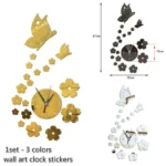 Acrylic Mirror Stickers Wall Clock Modern Design Butterfly 3D DIY Clocks for Girl Gift Living Room Home Decor - Image 3