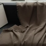 Cozy 100% Cotton Solid Color Blanket with Tassels for Home - Image 3
