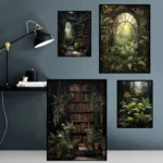 Forest Animals Butterfly Bat Plants Flowers Canvas Wall Art Nature Painting Decor Vintage Dark Skeleton Pumpkin Halloween Poster - Image 3