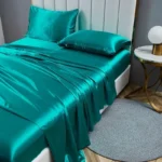 Luxury Satin Fabric Queen Size Bed Sheets Set King High Quality Fitted Sheet Flat Sheet Pillowcase Solid Bed Set Bedsheet Sets - Image 3